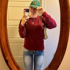 Vintage Polo Ralph Lauren Waffle Knit Mock Neck Maroon Pullover L M